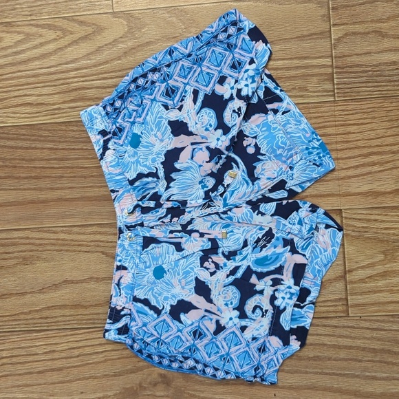 Lilly Pulitzer bright navy Amore Please Katia pull-on shorts women's size XS - Picture 1 of 6